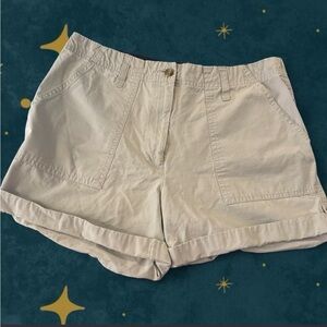 Eddie Bauer Cream Roll-Hem Cotton Shorts